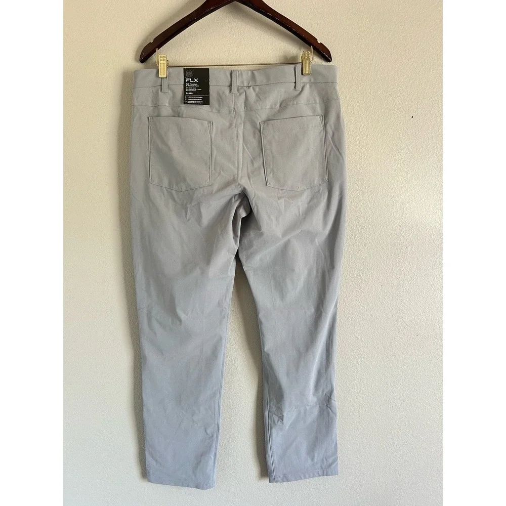 FLX Premium Pants Mens 36x30 Grey Slim Fit Straight  Performance Chino K-4